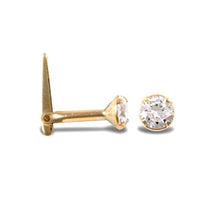 Load image into Gallery viewer, 9ct Gold Nose Pin Hinged 3.0mm Nose Stud Solid 9ct Gold Nose Stud SOLID GOLD
