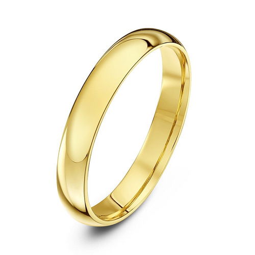 9ct yellow gold 3mm court wedding ring
