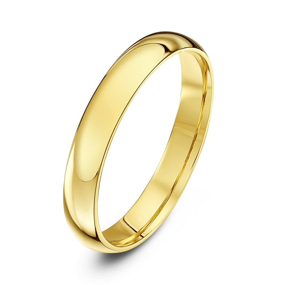 9ct yellow gold 3mm court wedding ring