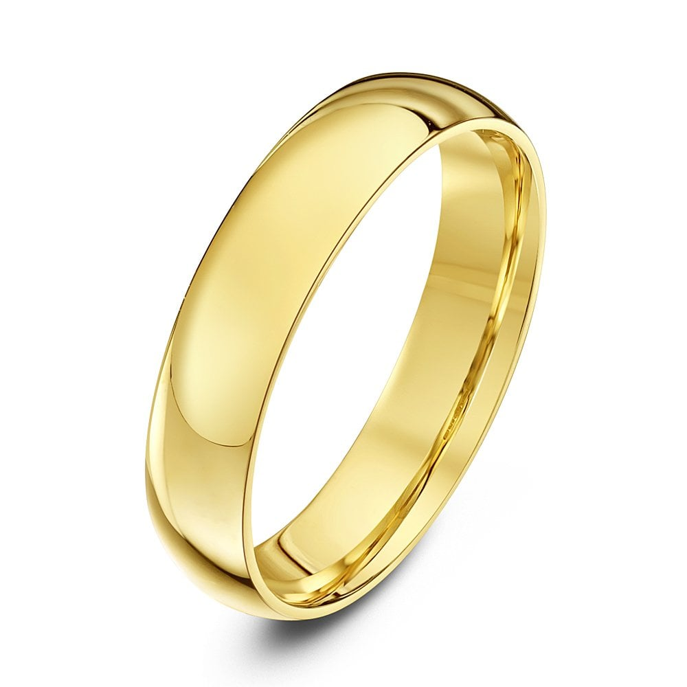 9ct Yellow Gold Court Style Wedding Ring - 4mm
