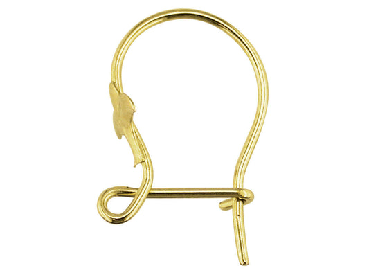 Fleur de Lys Safety Ear Hook 9ct Yellow Gold Wires for Earrings - Gold 1 Pair