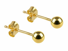 Load image into Gallery viewer, Yellow Gold Round Ball Stud Sleeper Earrings 3mm 14ct Gold Bonded x Pair
