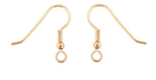 Load image into Gallery viewer, 9ct Rose Gold Hook Wire Beaded Hook Wire 9ct Red Gold Earring hooks 1 x Pair
