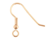 Load image into Gallery viewer, 9ct Rose Gold Hook Wire Beaded Hook Wire 9ct Red Gold Earring hooks 1 x Pair
