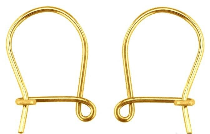 9ct Yellow Gold Plain Safety Ear Hook Wires for Earrings - Yellow Gold 1 x Pair