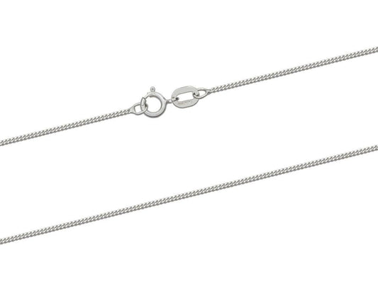 18ct White Gold Chain Diamond Cut Curb Chain 16"/40cm or 18"/45cm 750 Carat