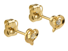 Load image into Gallery viewer, 9ct Gold Heart Earrings Stud Synthetic DiamondEarrings New 9ct Yellow Gold Studs
