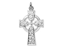 Load image into Gallery viewer, Silver Celtic Cross Sterling Silver Celtic Cross Patterned Star Cross 925 Silver
