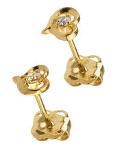 Load image into Gallery viewer, 9ct Gold Heart Earrings Stud Synthetic DiamondEarrings New 9ct Yellow Gold Studs
