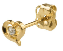 Load image into Gallery viewer, 9ct Gold Heart Earrings Stud Synthetic DiamondEarrings New 9ct Yellow Gold Studs
