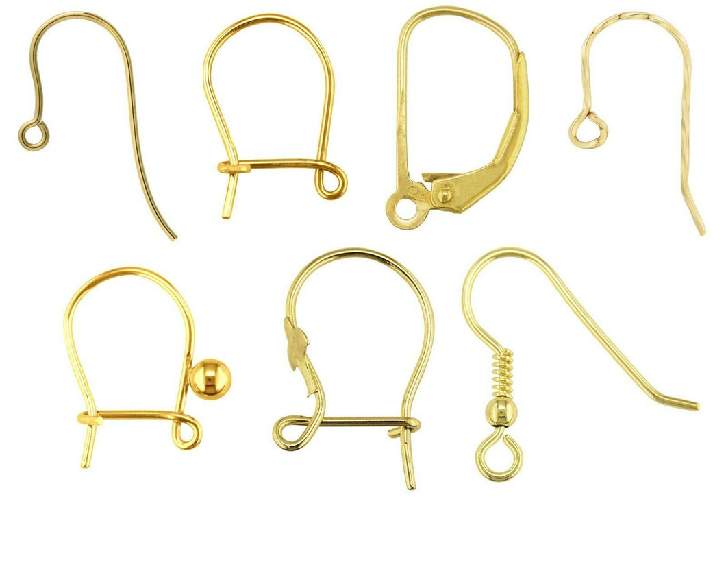 9ct Gold Earring Fittings ALL TYPES Hook Wire Safety Plain Fancy Earring PAIRS