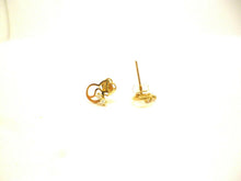Load image into Gallery viewer, 9carat yellow gold cat studs with synthetic diamonds and butterfly back fastener
