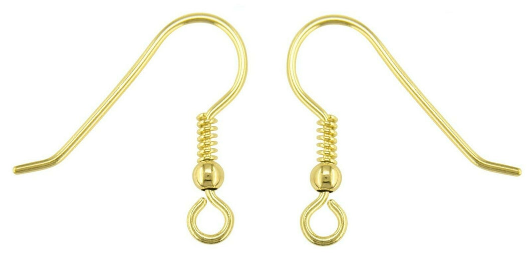 9ct Yellow Gold twist hook wire with bead earring jewellery fastener 1 x Pair