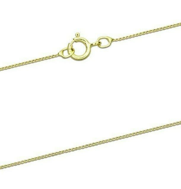 9ct Yellow Gold 0.7mm Diamond Cut Curb Chain 16