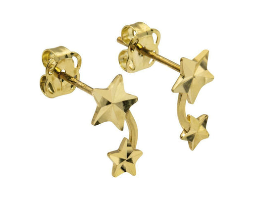 Starburst Gold Earrings 9ct Yellow Gold Earrings Stud Earrings Double Star