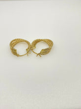 Load image into Gallery viewer, 9ct Gold Rope Chain Style Earring Hoops Yellow Gold Triple Rope Hoops 9ct Yellow
