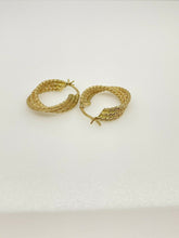 Load image into Gallery viewer, 9ct Gold Rope Chain Style Earring Hoops Yellow Gold Triple Rope Hoops 9ct Yellow
