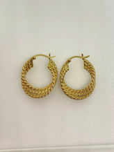 Load image into Gallery viewer, 9ct Gold Rope Chain Style Earring Hoops Yellow Gold Triple Rope Hoops 9ct Yellow
