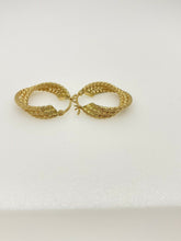 Load image into Gallery viewer, 9ct Gold Rope Chain Style Earring Hoops Yellow Gold Triple Rope Hoops 9ct Yellow
