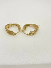 Load image into Gallery viewer, 9ct Gold Rope Chain Style Earring Hoops Yellow Gold Triple Rope Hoops 9ct Yellow
