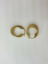 Load image into Gallery viewer, 9ct Gold Rope Chain Style Earring Hoops Yellow Gold Triple Rope Hoops 9ct Yellow

