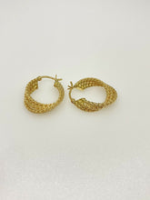 Load image into Gallery viewer, 9ct Gold Rope Chain Style Earring Hoops Yellow Gold Triple Rope Hoops 9ct Yellow
