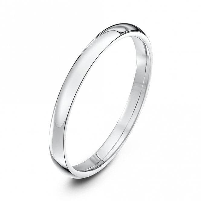 9ct White Gold Court Style Wedding Ring - 2mm