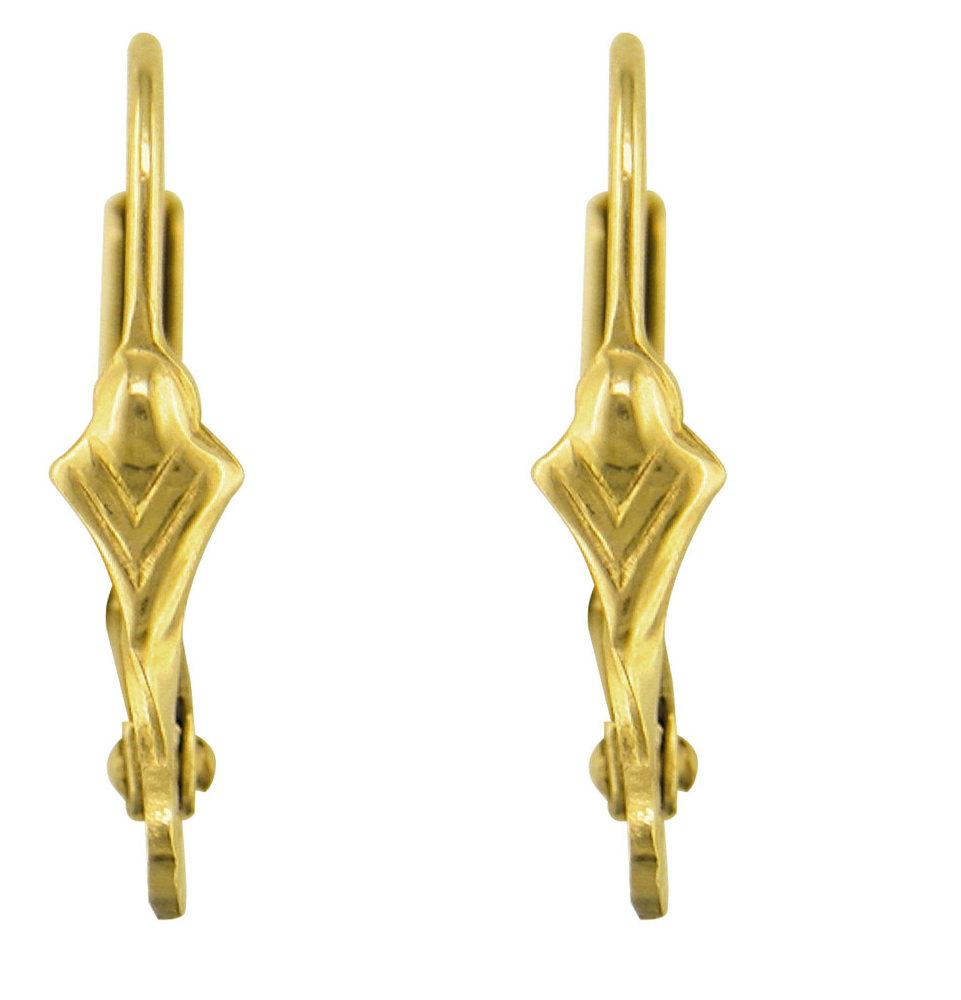 Continental Earring Fluer de Lys 9ct Gold Lever Back Earring Hooks 1 x Pair