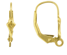 Load image into Gallery viewer, Continental Earring Fluer de Lys 9ct Gold Lever Back Earring Hooks 1 x Pair
