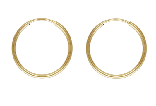 16mm Gold Hoop Earrings 14ct Gold Bonded Endless Hoop Earrings 14ct Gold x PAIR