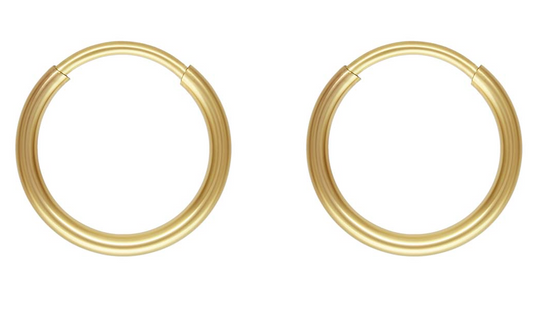 12mm Gold Hoop Earrings 14ct Gold Bonded Endless Hoop Earrings 14ct Gold x PAIR