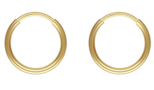 Load image into Gallery viewer, 12mm Gold Hoop Earrings 14ct Gold Bonded Endless Hoop Earrings 14ct Gold x PAIR
