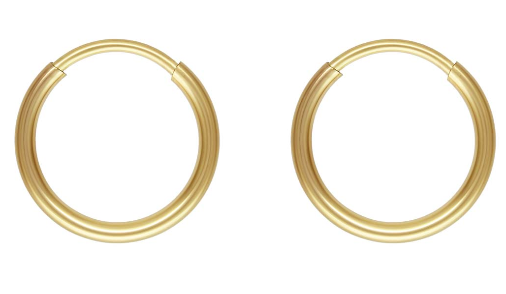 12mm Gold Hoop Earrings 14ct Gold Bonded Endless Hoop Earrings 14ct Gold x PAIR