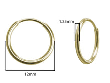 Load image into Gallery viewer, 12mm Gold Hoop Earrings 14ct Gold Bonded Endless Hoop Earrings 14ct Gold x PAIR
