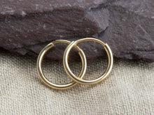 Load image into Gallery viewer, 12mm Gold Hoop Earrings 14ct Gold Bonded Endless Hoop Earrings 14ct Gold x PAIR
