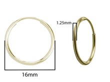 Load image into Gallery viewer, 16mm Gold Hoop Earrings 14ct Gold Bonded Hoop Earrings 14ct Gold x SINGLE
