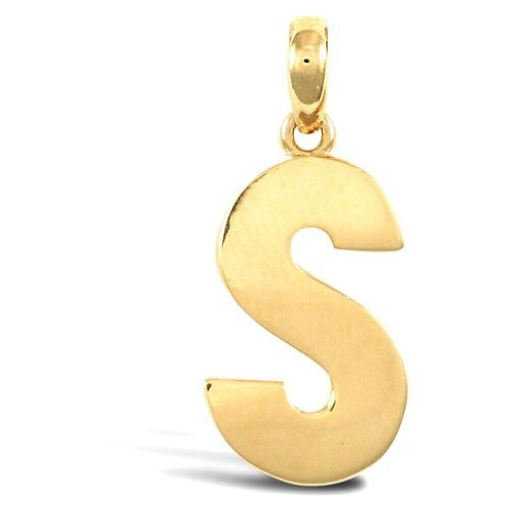 INITIAL S 9CT GOLD PENDANT SOLID GOLD LETTER INITIAL 9CT YELLOW GOLD