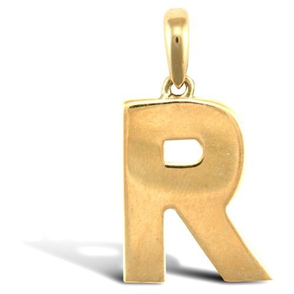 INITIAL R 9CT GOLD PENDANT SOLID GOLD LETTER INITIAL 9CT YELLOW GOLD