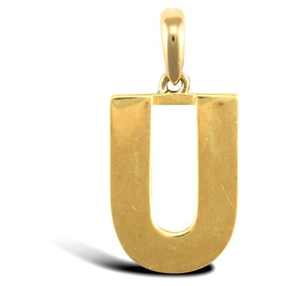 INITIAL U 9CT GOLD PENDANT SOLID GOLD LETTER INITIAL 9CT YELLOW GOLD