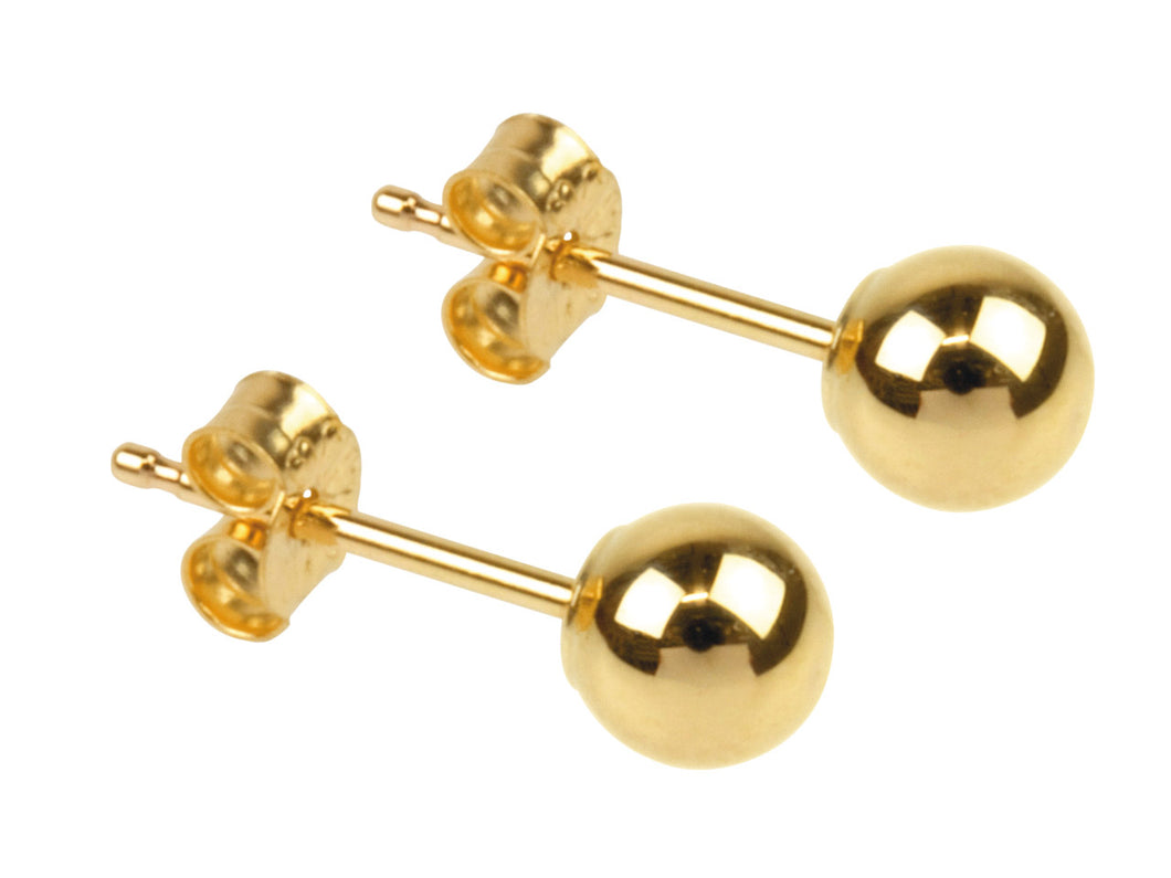 9ct Yellow Gold Ball Stud Earrings 4mm - Pair