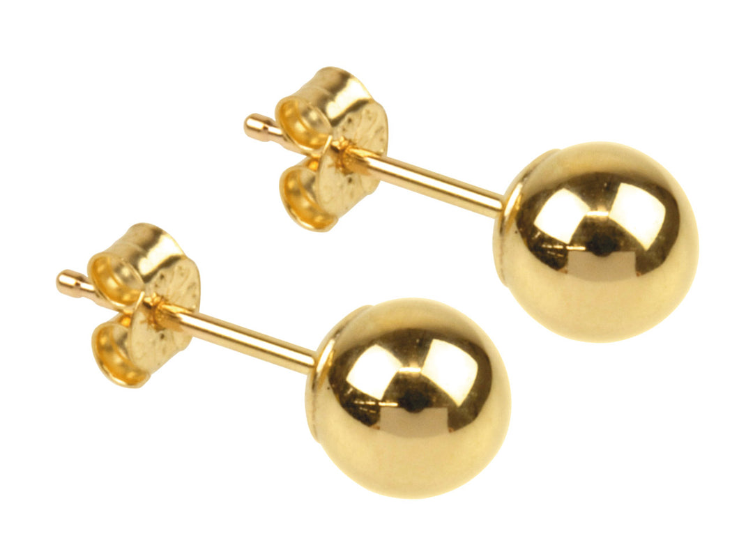 9ct Yellow Gold Ball Earring Studs 5mm - Pair