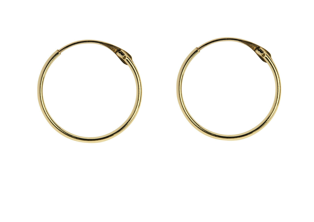 9ct Gold Creole Hoop Earrings 15mm - Yellow Gold
