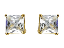 Load image into Gallery viewer, 9ct Gold Princess Cut CZ stud Earrings - 4mm
